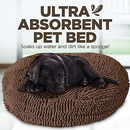 Soggy Doggy Super Snoozer round Dog Bed, Dark Chocolate, XL 42"X42"X7" | Removable, Zip-Off Washable Cover; Plush round Design; for Small to Large Breeds; Car & Living Room Use