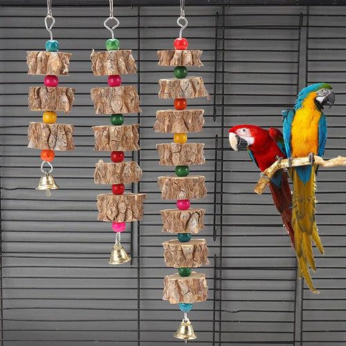 1Pc Parakeet Wooden Chew Toy, Hanging Wood Cookies for Pecking and Chewing, Great for Parrots, Macaws, African Grays & Conures