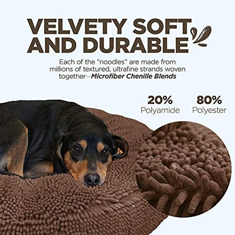 Soggy Doggy Super Snoozer round Dog Bed, Dark Chocolate, XL 42"X42"X7" | Removable, Zip-Off Washable Cover; Plush round Design; for Small to Large Breeds; Car & Living Room Use