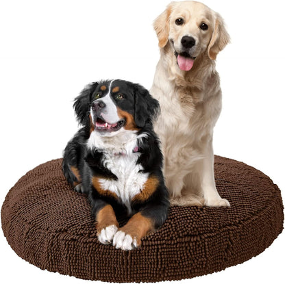 Soggy Doggy Super Snoozer round Dog Bed, Dark Chocolate, XL 42"X42"X7" | Removable, Zip-Off Washable Cover; Plush round Design; for Small to Large Breeds; Car & Living Room Use