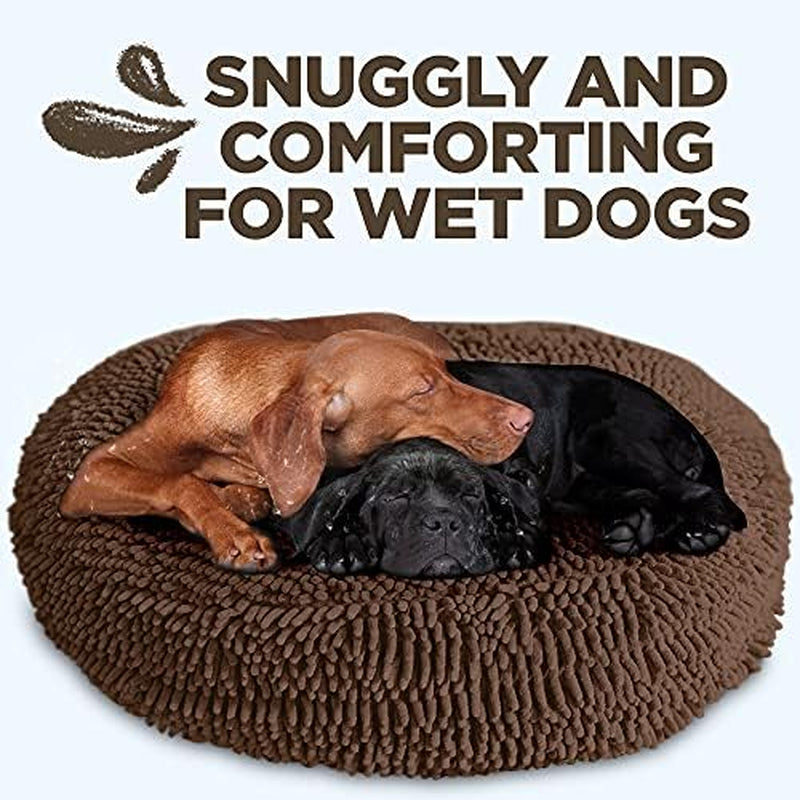 Soggy Doggy Super Snoozer round Dog Bed, Dark Chocolate, XL 42"X42"X7" | Removable, Zip-Off Washable Cover; Plush round Design; for Small to Large Breeds; Car & Living Room Use