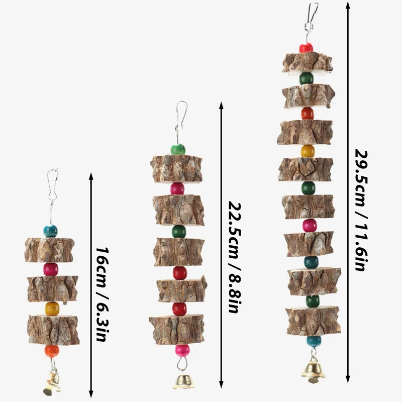 1Pc Parakeet Wooden Chew Toy, Hanging Wood Cookies for Pecking and Chewing, Great for Parrots, Macaws, African Grays & Conures