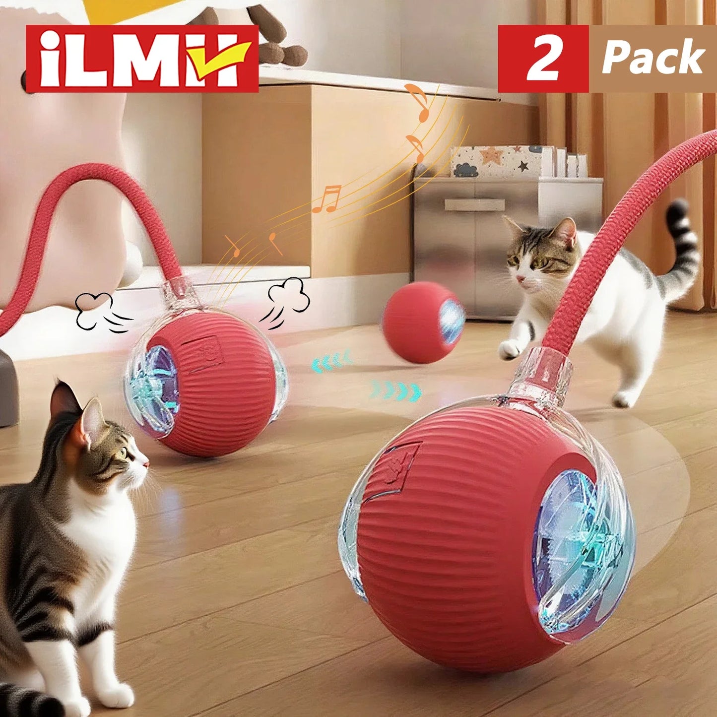 1/2 PCS Cat Interactive Ball Toy Automatic Rolling Ball Faux Tail Rechargeable Smart Pet Electric Toy Pet Toy Imitate Mouse