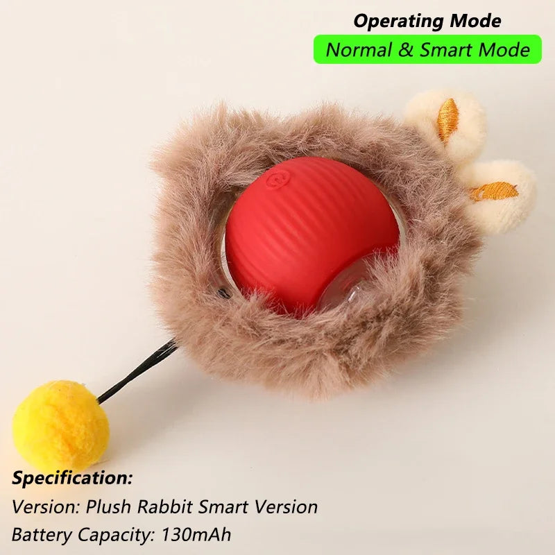 1/2 PCS Cat Interactive Ball Toy Automatic Rolling Ball Faux Tail Rechargeable Smart Pet Electric Toy Pet Toy Imitate Mouse