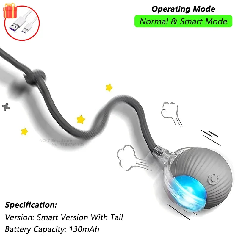 1/2 PCS Cat Interactive Ball Toy Automatic Rolling Ball Faux Tail Rechargeable Smart Pet Electric Toy Pet Toy Imitate Mouse