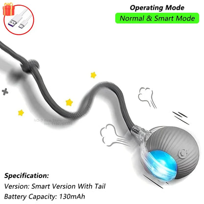 1/2 PCS Cat Interactive Ball Toy Automatic Rolling Ball Faux Tail Rechargeable Smart Pet Electric Toy Pet Toy Imitate Mouse