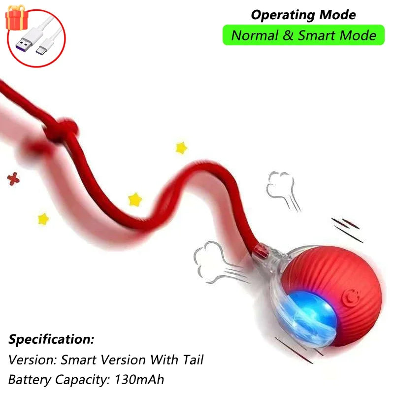 1/2 PCS Cat Interactive Ball Toy Automatic Rolling Ball Faux Tail Rechargeable Smart Pet Electric Toy Pet Toy Imitate Mouse
