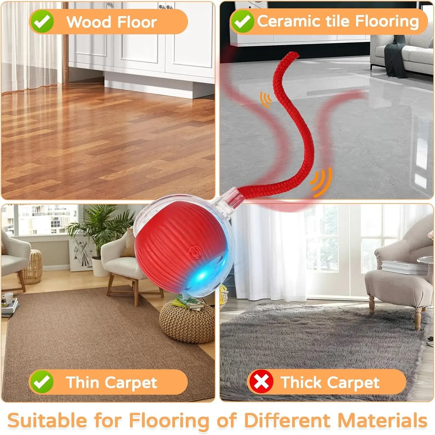 1/2 PCS Cat Interactive Ball Toy Automatic Rolling Ball Faux Tail Rechargeable Smart Pet Electric Toy Pet Toy Imitate Mouse