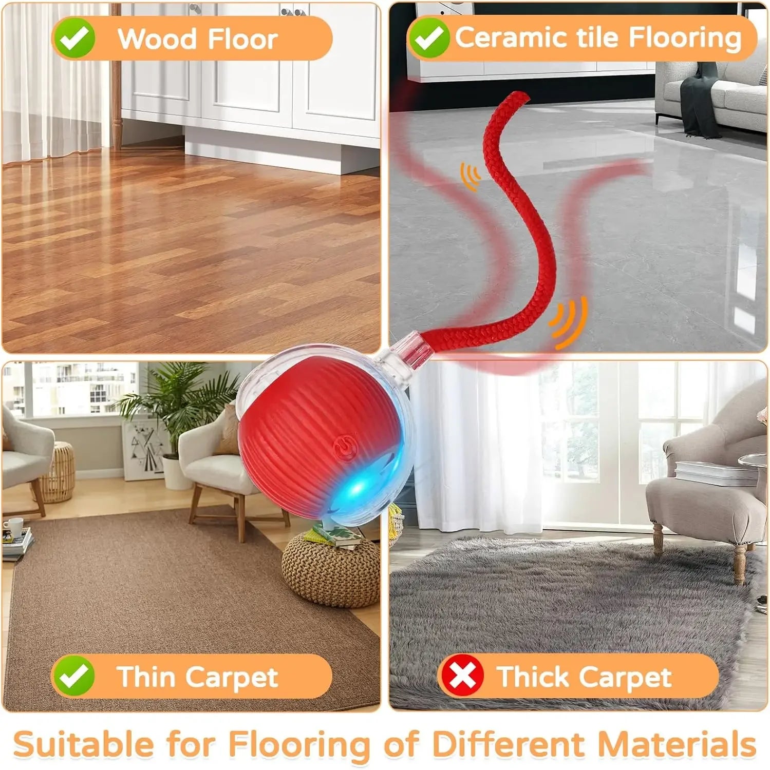 1/2 PCS Cat Interactive Ball Toy Automatic Rolling Ball Faux Tail Rechargeable Smart Pet Electric Toy Pet Toy Imitate Mouse