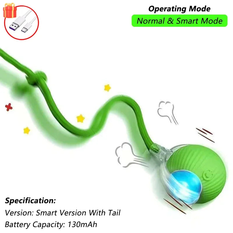 1/2 PCS Cat Interactive Ball Toy Automatic Rolling Ball Faux Tail Rechargeable Smart Pet Electric Toy Pet Toy Imitate Mouse