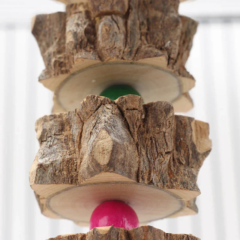 1Pc Parakeet Wooden Chew Toy, Hanging Wood Cookies for Pecking and Chewing, Great for Parrots, Macaws, African Grays & Conures